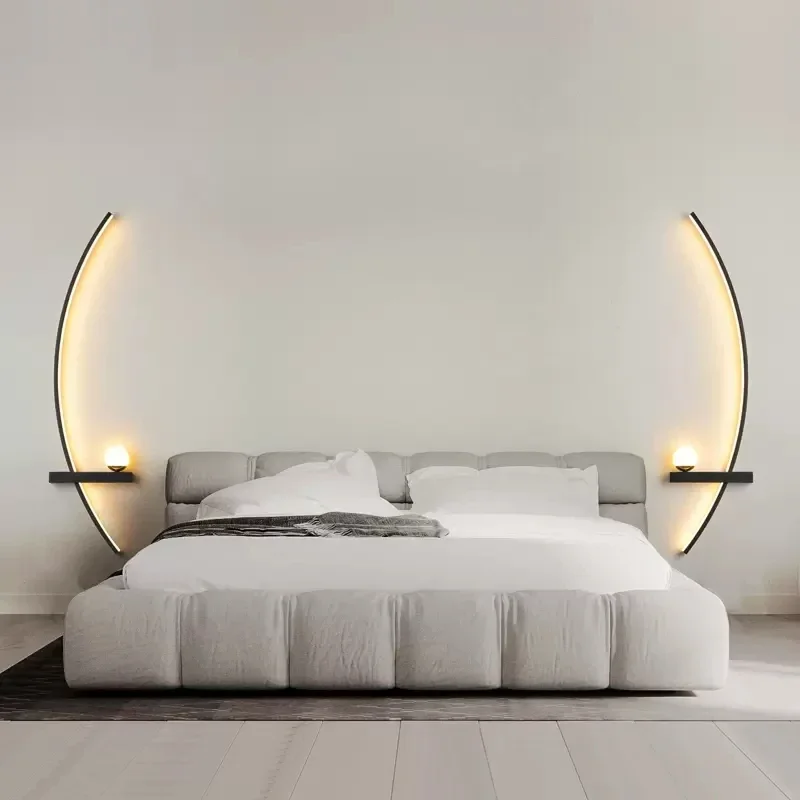 Lámpara LED de pared moderna, candelabro decorativo minimalista de color negro y dorado para dormitorio, mesita de noche, estudio, iluminación