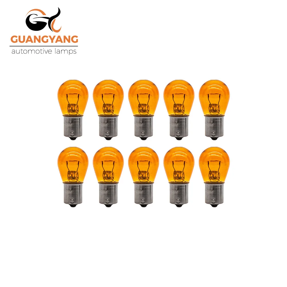 10 Pcs S25 P21W P21/5W BAY15D BA15S 1156 1157 Amber 12V 21W 12V 21/5W Car Halogen Turn Singal Light Reverse Lamp Stop Bulb