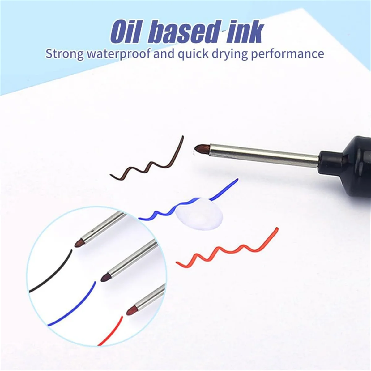 AA98 3 PCS Long-Head Deep Hole Marker Pens, Upgrade Long Nib Marker Set, Construction Markers Scriber Marking Tools
