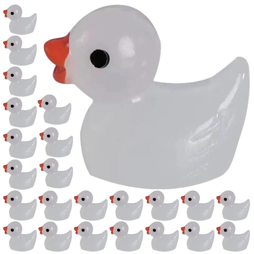 

100 Pcs Luminous Duck Ornaments Mini Resin Animal Figures Animals Decorations Figurine Figurines Miniature Office Tiny