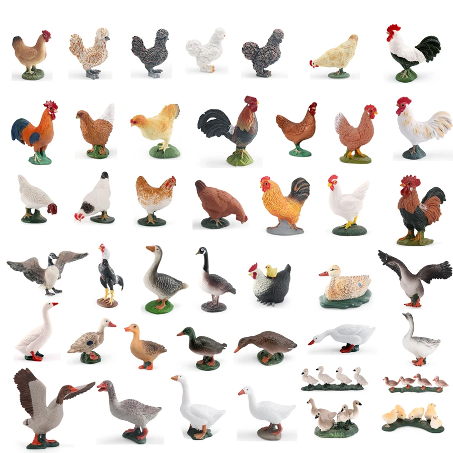 Simulation de ferme volaille, coq, poule, oie, canard, colvert, poulet, modèle de figurines, décoration de la maison, ornement de bureau
