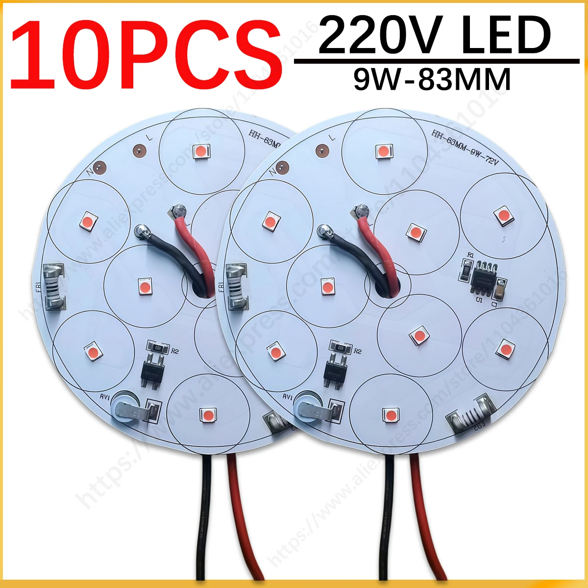 

10pcs 9W led undergrounp lamp source 83mm SMD chip bead plate board White 220V aluminum PCB diy led outdoor lawn light