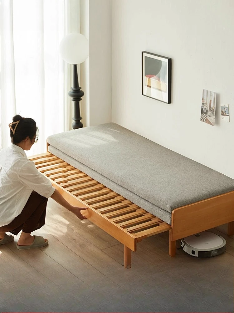 

Solid wood sofa bed folding pull-out bed household living room dual-purpose small apartment new retractable bed sofa frame custo