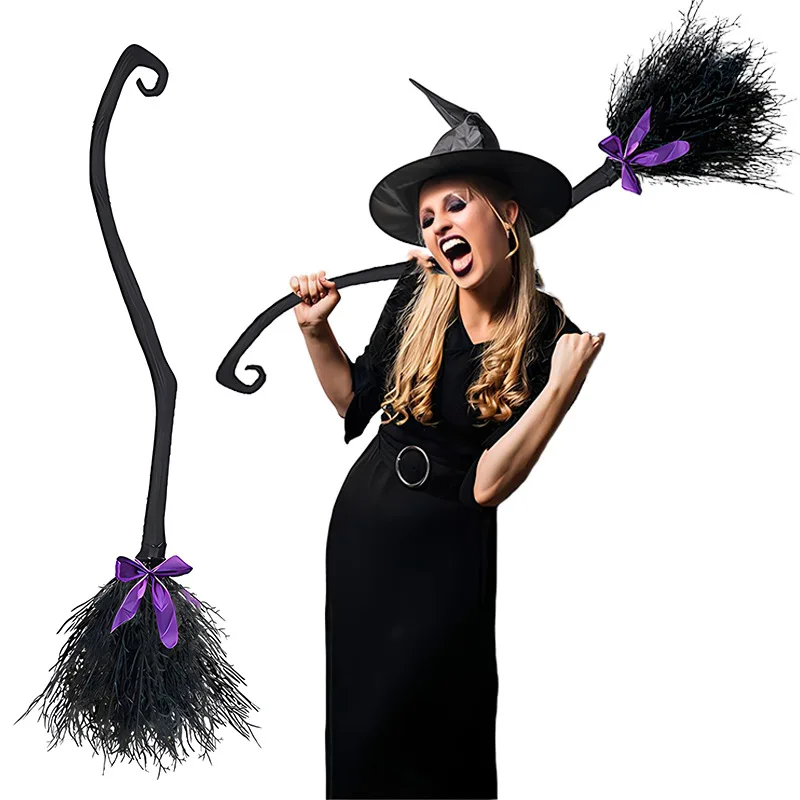 Halloween Witch Broom Cosplay Decoration Plastic Broomstick Props