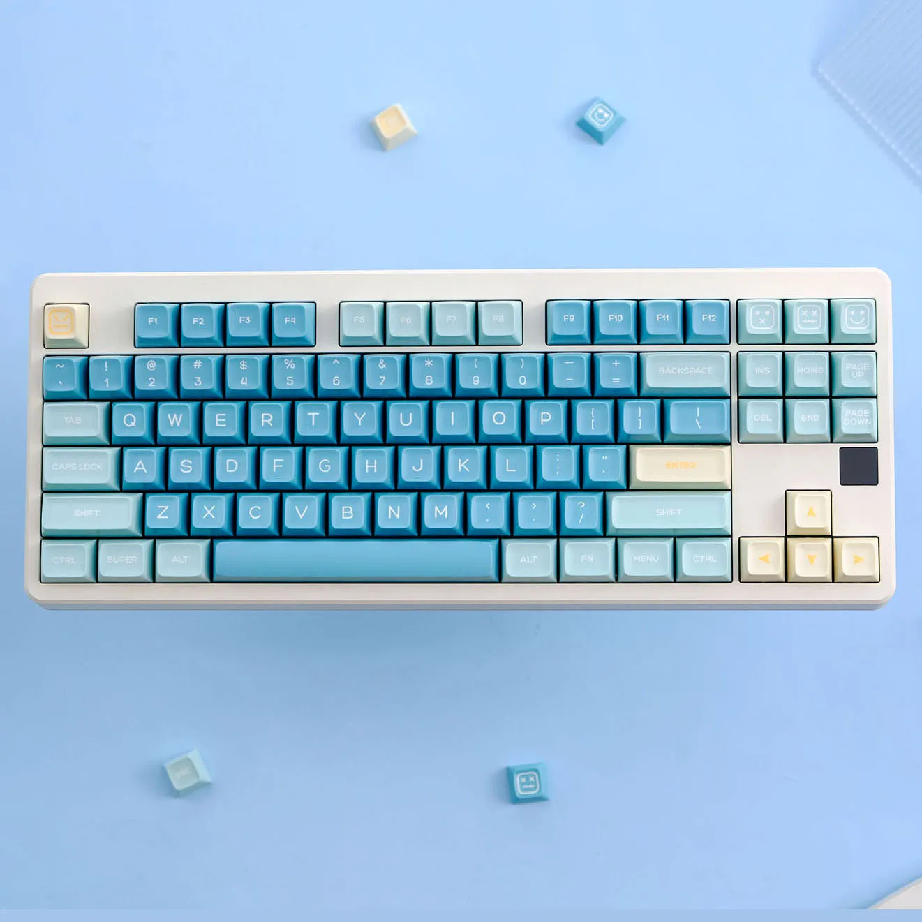 Imagem -02 - Teclado Pbt Sea Salt Lemon Keycaps Perfil SA Double Shot Jogos Mecânicos Interruptores Cereja mx 160 Teclas