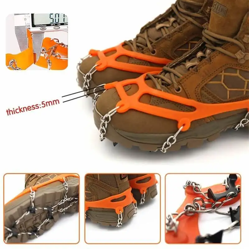 Portable Manganese Steel Crampons Snow Non Slip Climbing Shoe Cover Crampons Cleats Ice Gripper For Spikes Hiking Winter Mangane