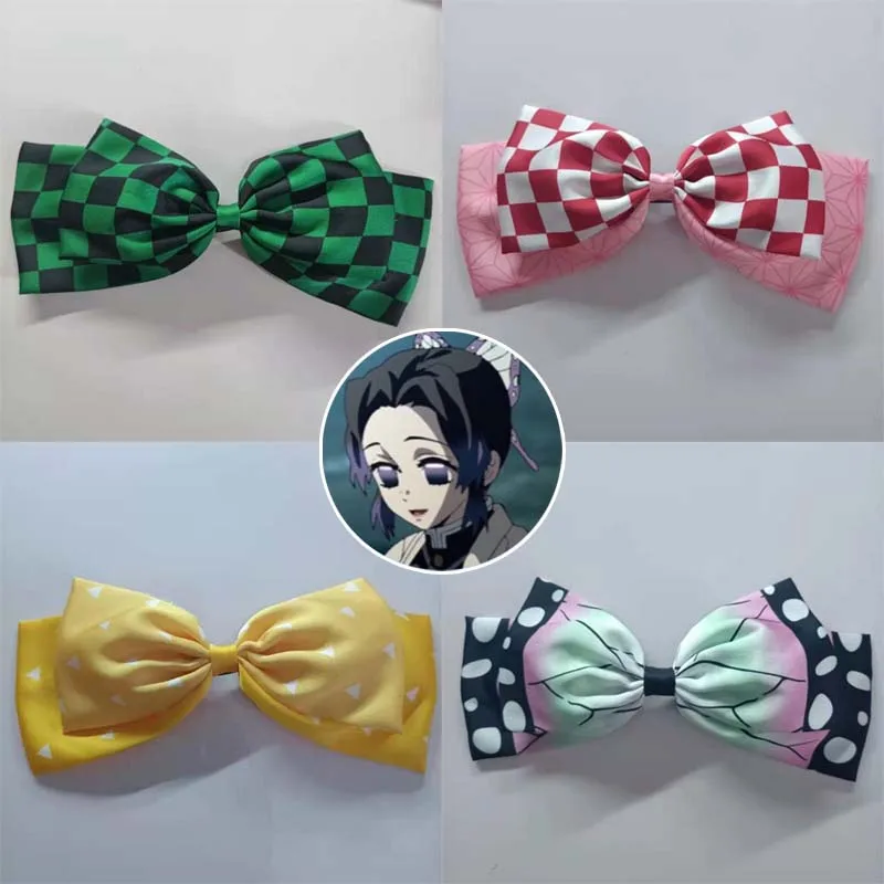 Pinces à cheveux Anime Demon Slayer, accessoires pour femmes et filles, grand nœud papillon, longs nœuds en Satin solide, mode printemps, cadeaux