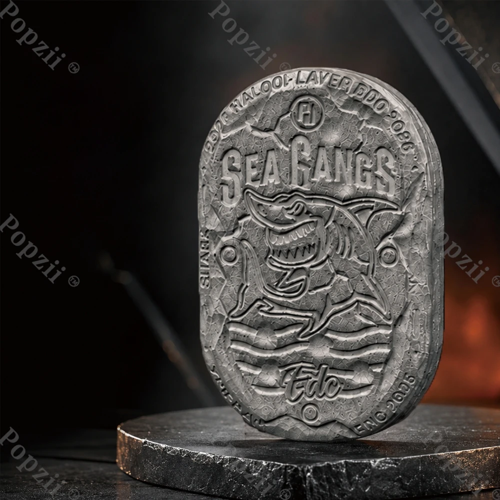 HALOO PLAYER EDC Sea Shark Stainless Steel Stone Grain Engraving Fidget Slider Rotates Left And Right 360° Push Slider Adults