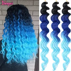 Tiefe Lockige Synthetische Haar Tiefe Welle Groß Häkeln Zöpfe Schwarz Ombre Blau Braun Rot Grau Grün Lila Farbe Twist Flechten haar