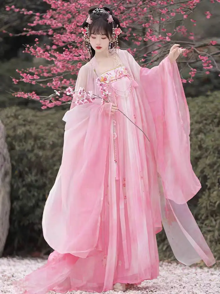 중국 Hanfu 드레스 여성 요정 의상 진 왕조 공주 의상 동양의 요정 의류 중국 스타일 빈티지 무대 Hanfu