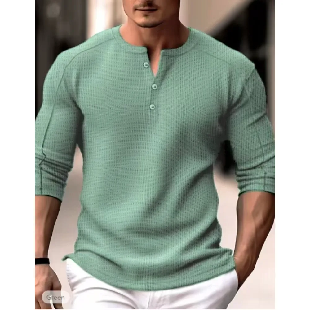 

2024 Autumn New Plus Size Men's Shirt Casual Long Sleeve Loose V-Neck Holiday Top T-Shirt Daily Office Wear Men's Clothing