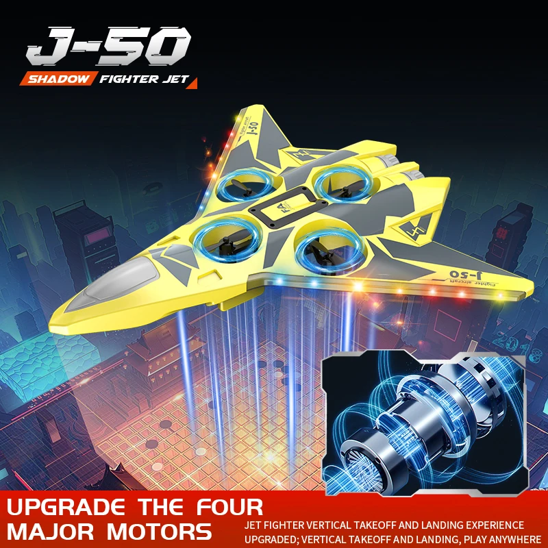 2.4g relógio controle sombra lutador jato 4 motores elétrico espuma planador avião com 3d dublê rolo rc aeronave brinquedo