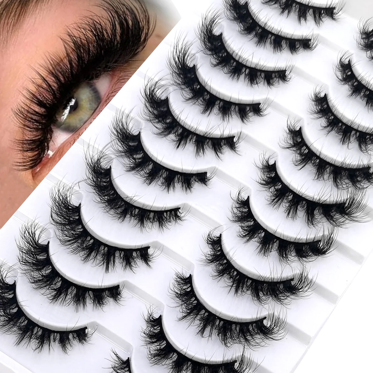 HBZGTLA 10paris Cat Eyelashes Fluffy Mink Eyelashes Natural Look False Lashes for Daily Party Wedding Lightweigh Reusable Makeup