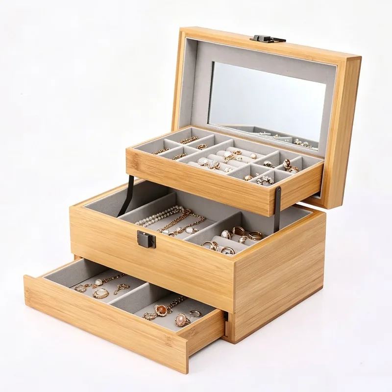 Retro Jewelry Storage Box Multifunctional Bracelet Organizer Boxes Large Capacity Desktop Collection Case Ring Packaging Cases