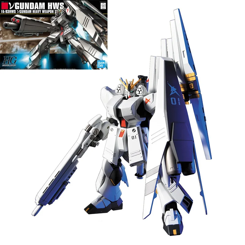 

Bandai Original Model Kit HGUC 1/144 HWS Nu FA-93HWS ν Gundam Heavy Weapons Gunpla Action Anime Figure Mobile Suit For Children