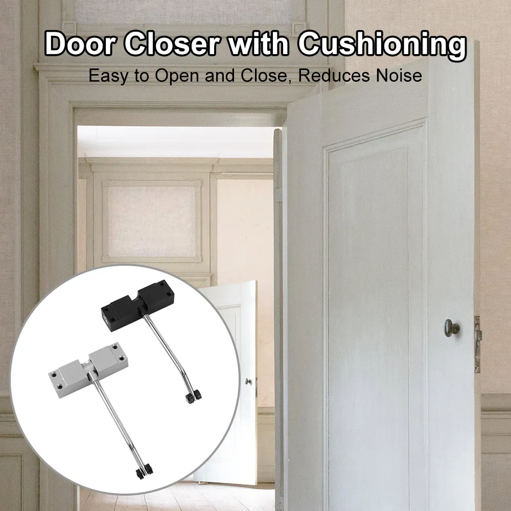 

Aluminum Alloy Automatic Door Closer Mute Soft Closing Spring Buffer Spring Tension Door Closer Square Design Surface Mount