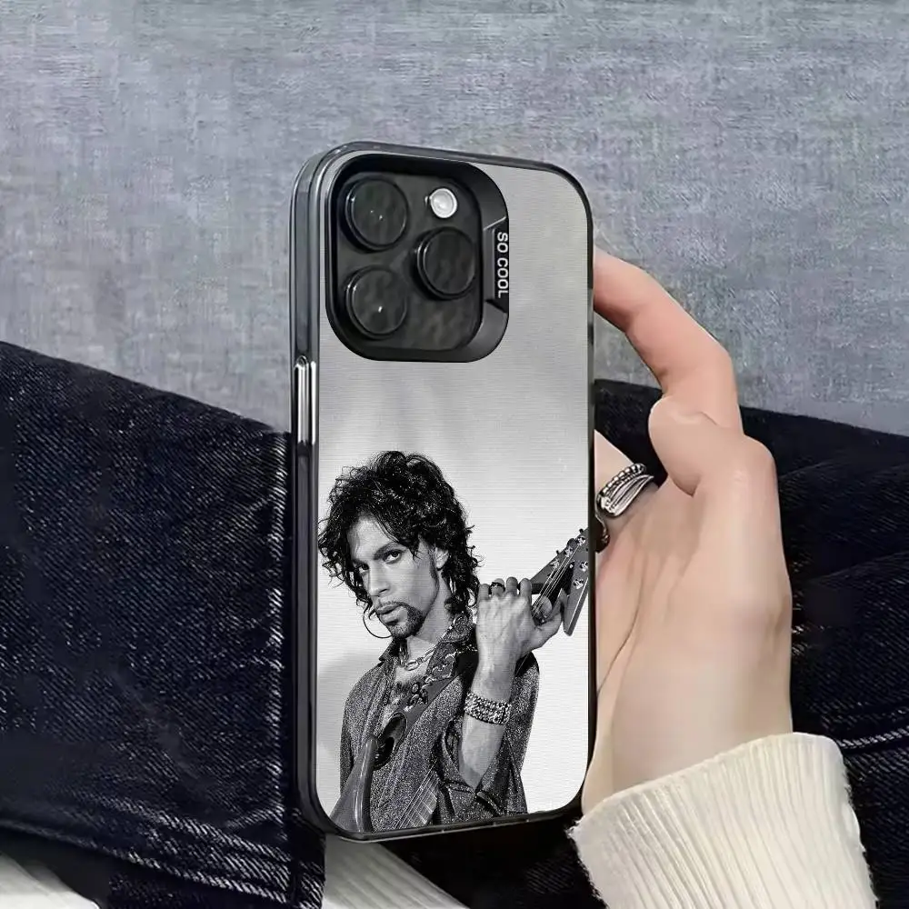 حافظة هاتف P-Prince Rogers Nelson Purple Rain لهاتف iPhone 17,16,15,14,13,12,11,Pro,Max,Plus,E,SE4,Air,Mini Black IMD