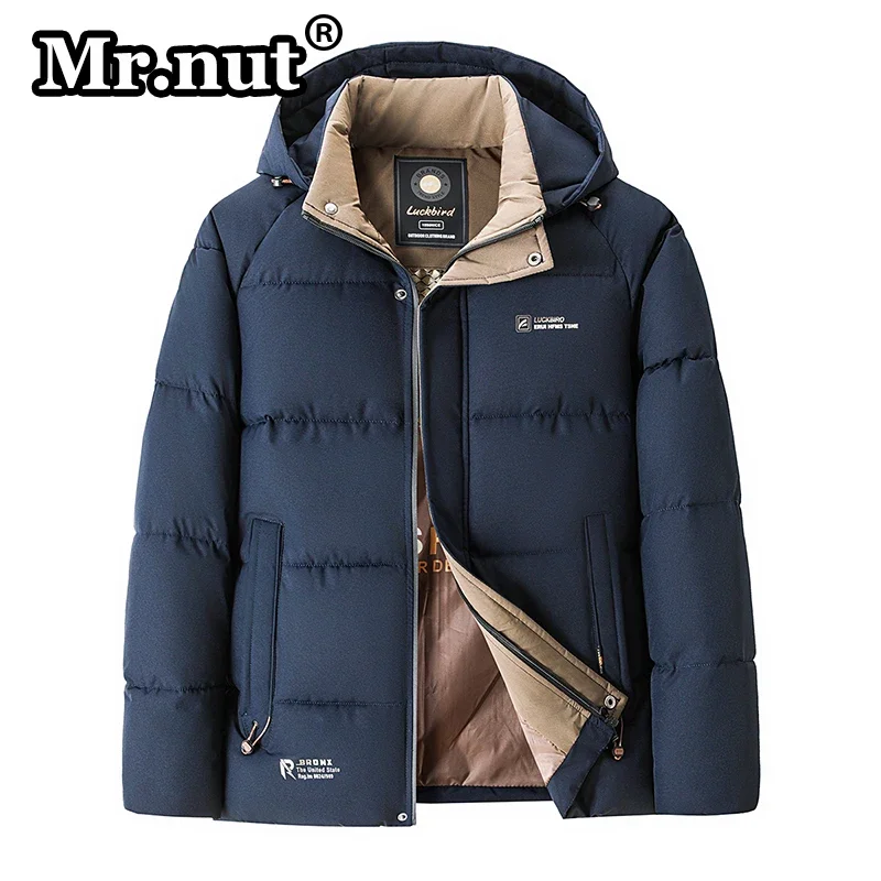 Nut inverno casaco acolchoado de algodão masculino windbreak espessamento jaquetas com capuz casaco esportivo térmico cor sólida manter jaqueta quente