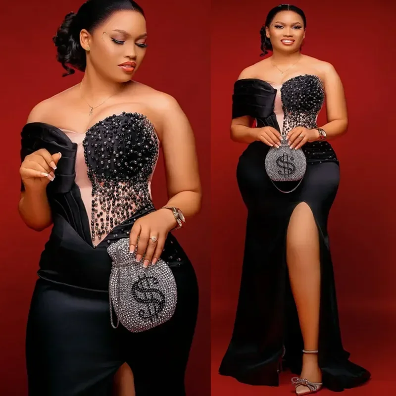 

Customized Elegant Mermaid 3D Pearl Ladies' Evening Dress Sweetheart Off Shoulder Sexy Party Second Reception Bridesmaid Dress