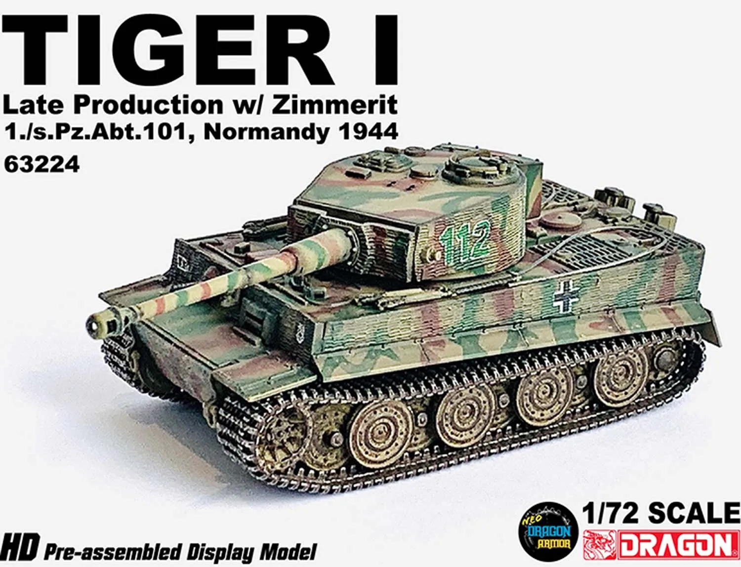 

Collection of military models Veyron 63224 Tiger Tank Late Magnetic Armor 101st Heavy Armored Batta 1/72lion Normandy 1944.