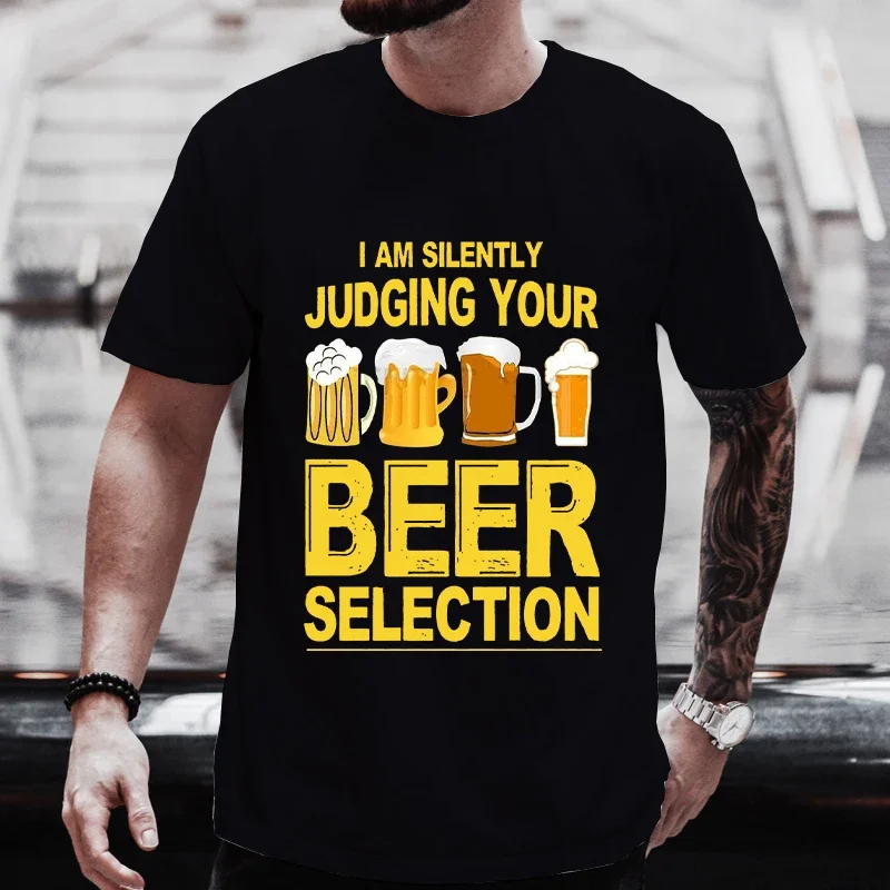 Men's Y2k Clothing I'm Silently Judging Your Beer Selection Funny Graphic T Shirts Beer Lover Tops Drinking Day Party Streetwear