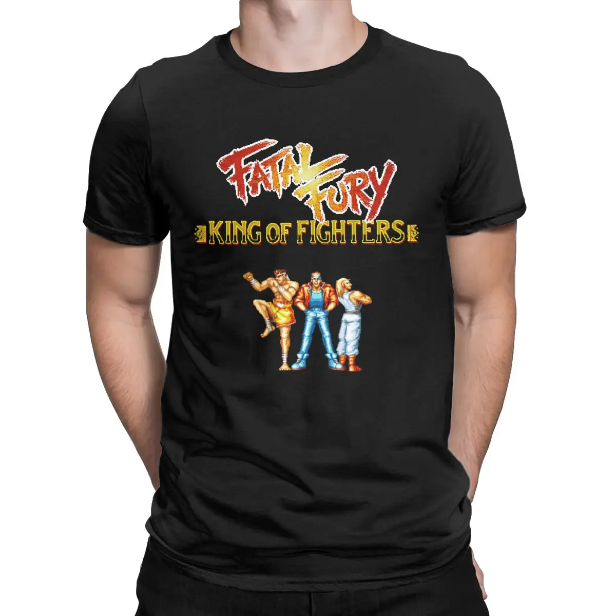 Fatal Fury King Of Fighters T Shirt for Men pixel retro game Shirt Short Sleeve O Neck T-Shirt Pure Cotton New Arrival Clothes