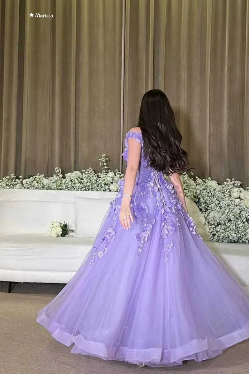 Marissa op maat gemaakte avondjurken vrouw elegante luxe dames elegante feestjurk applique galajurken 2025, lavendel paars