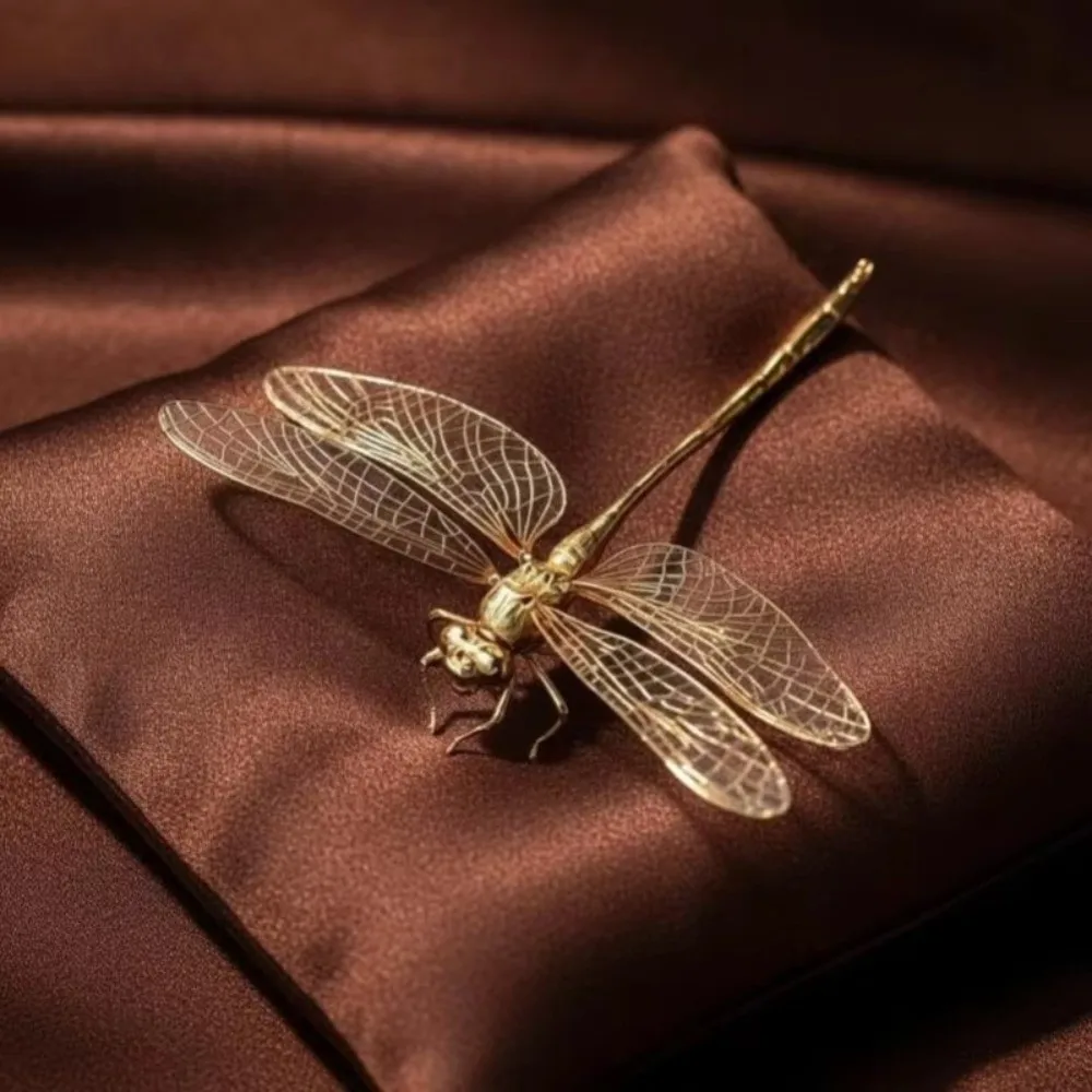 Alloy Brass Dragonfly Figurine Simulation Insect Small Miniature Dragonfly Ornament Dragonfly Desktop Decor Desktop Ornament