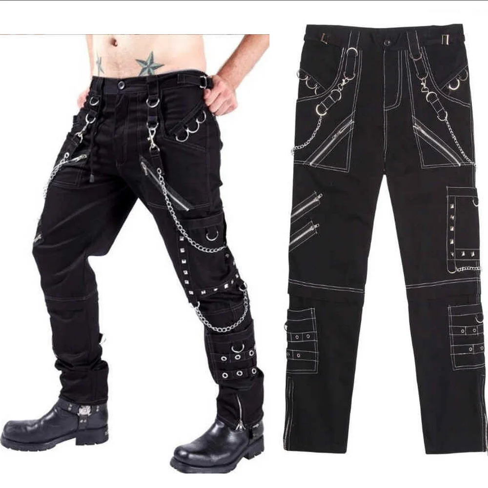 

Personalized Chain Pants For men, Gothic Style Bondage Trousers, Punk Rock Straps Binding Pants