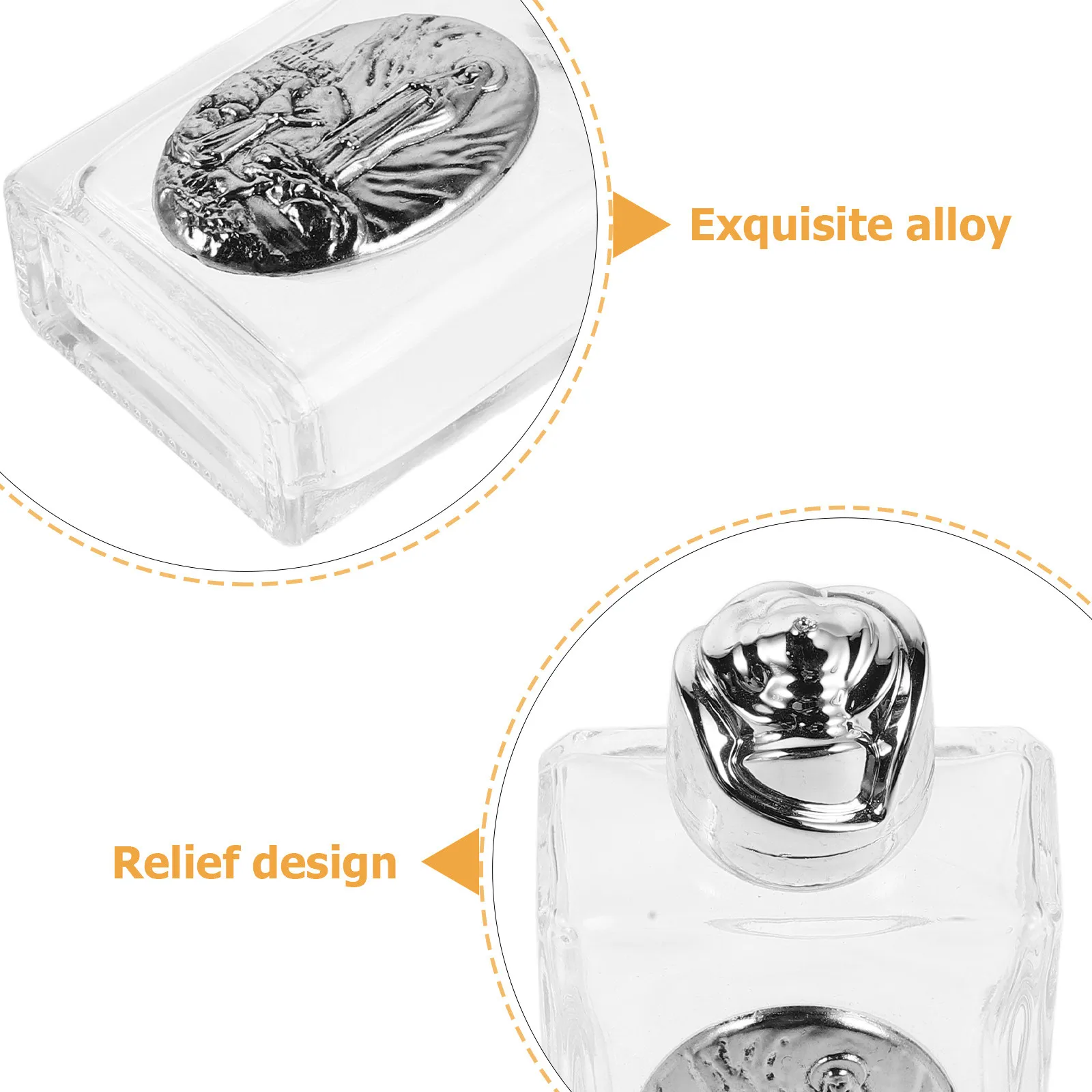 10Pcs Glass Holy Water Bottles with Embossed Alloy Religious Travel Containers for Church Gifts