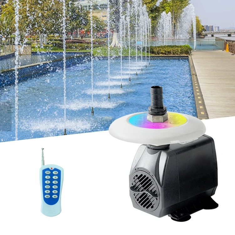 Luz de fonte LED RGB com bomba, luz de paisagem impermeável, controle remoto, atmosfera premium, 15W, ip68, pátio piscina