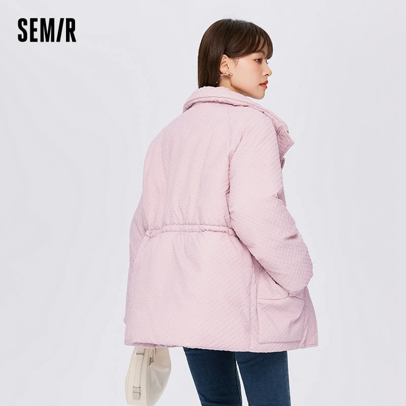 Semir Cotton Coat Women Bow Small Fragrant Texture Sweet Coat 2023 Winter New Loose Waist Thick Cotton Coat