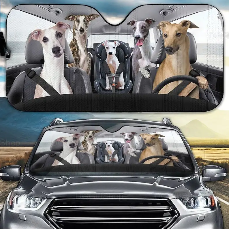 

GreyHounds Family Car Sunshade, GreyHounds Car Accessories, Car Decor, GreyHounds Gifts, GreyHounds Lovers LNG202112A74