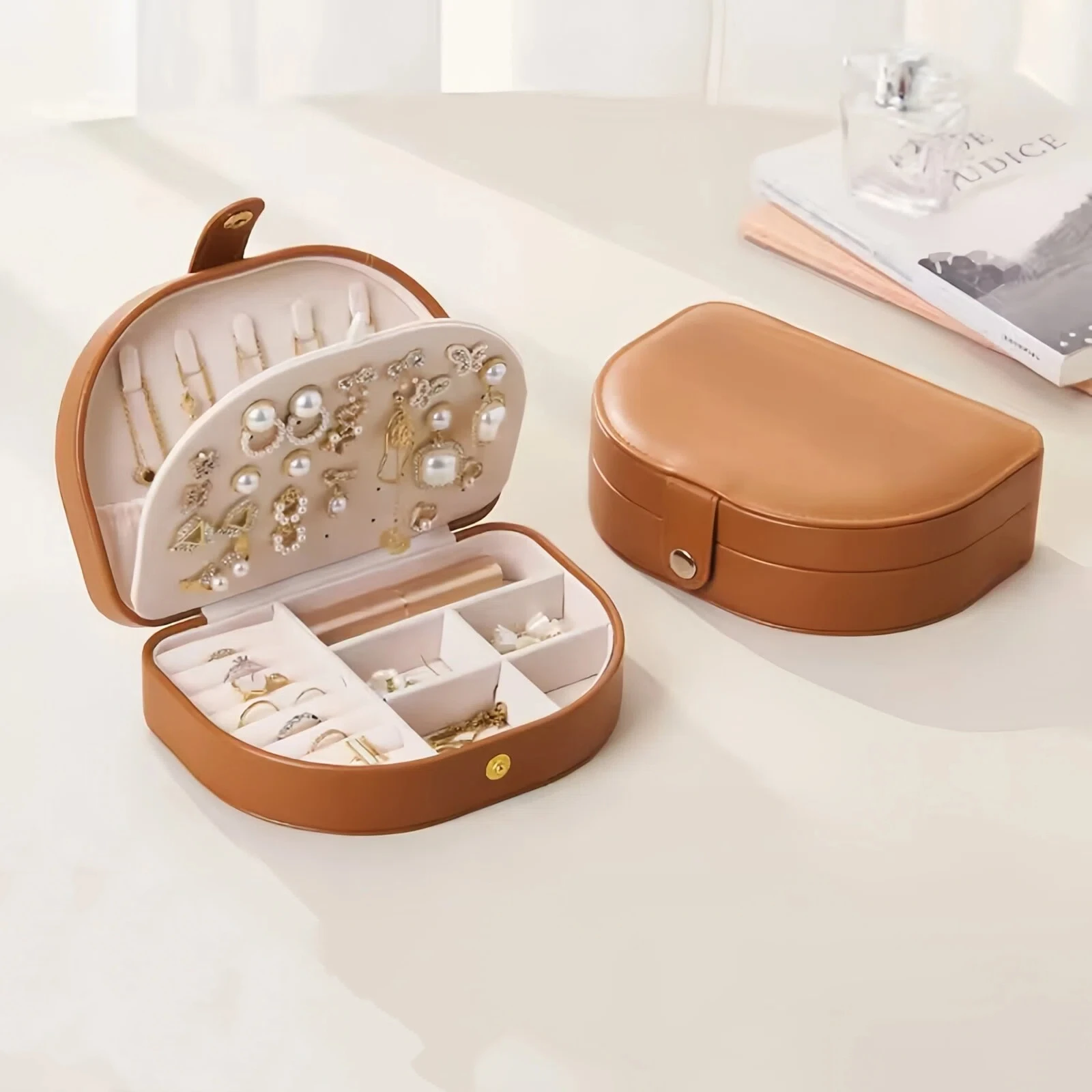 

Popular Jewelry Storage Box Large Capacity PU Leather Rings Earrings Storage Bag Display Travel Jewelry Case Easy To Carrying
