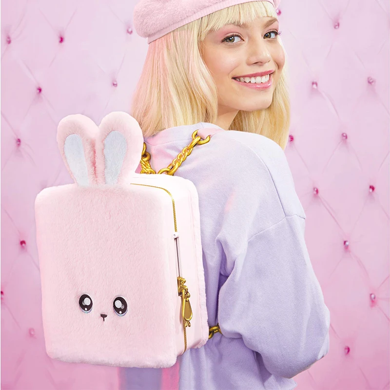 Na! Na! Na! Sac à dos en peluche Surprise pour filles, ensemble de jeu de chambre à coucher, rose beurre, lapin, mardi, miaou, jouets, mode, 3 en 1