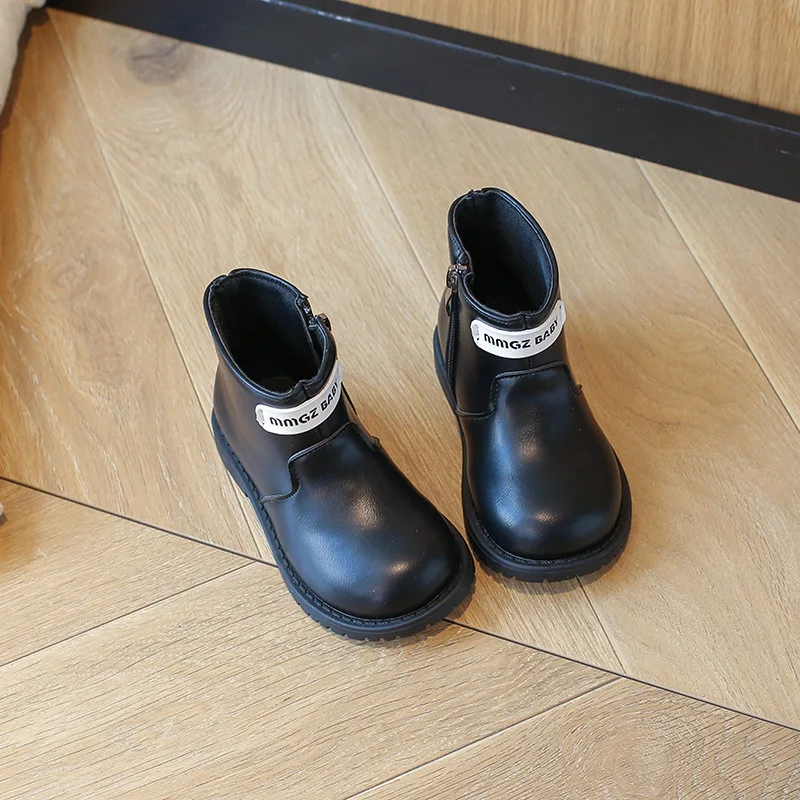 

Fashion British Style Soft Bottom Anti-slippery Versatile Short Boots Autumn Winter New Children Leather Shoes for Girls