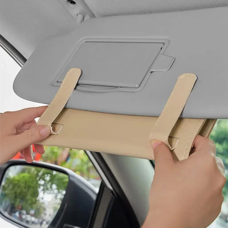 1Pc PU Leather Tissue Box Auto Car Truck Sun Visor Hanging Holder Car Tissue Boxes Auto Interior Storage Interior Accessories