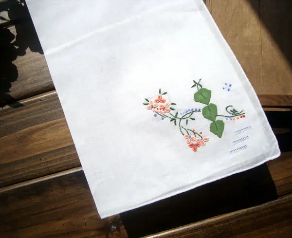 Soft Traditional Chinese Hand Embroidered White Cotton Handkerchief 28x28cm Vintage Floral Pattern Gift For Collection Daily Use