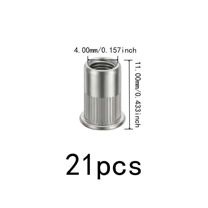 21 pcs M4 Blind Rivet Nuts, Easy Hammer Installation and Corrosion Resistant, ideal for Thin Panel Mounting