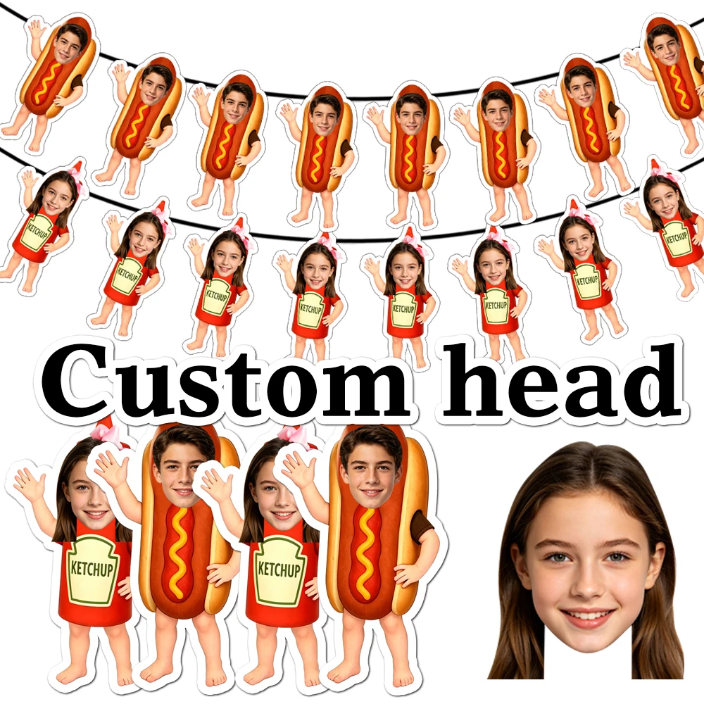 Aliexpress 8/16pcs Fun Hot Dog/Ketchup Bunting Banner - Customized Avatar Photo, Perfect for Hot Dog Party, Retro BBQ Picnic Style - Aliexpress Deal