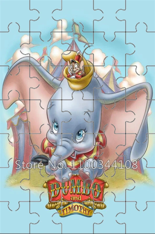 Disney Characters Mini Jigsaw Puzzle 35 Pieces Lilo Stitch Dumbo Peter Pan Tinker Bell Wooden Puzzle Children's Educational Toys