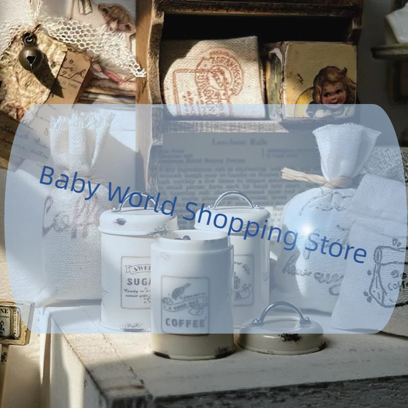 

3Pcs Miniature Dollhouse Mini Food/Tea/Coffee Cans Round Storage Bottle Model For Doll Scene Ornament Accessories