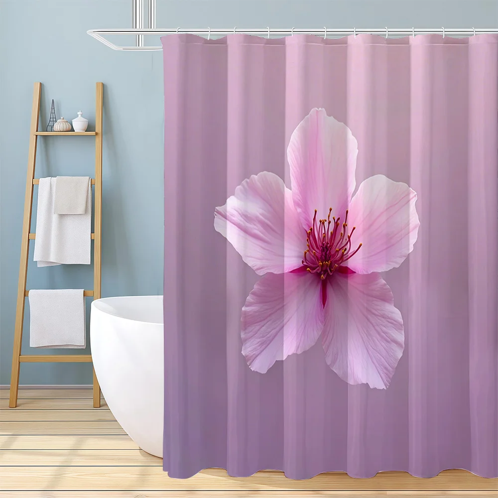 Elegant Floral Shower Curtain Waterproof Bathroom Decor Liners Pink Bloom Magnolia Flower Home Bath Shower Curtain