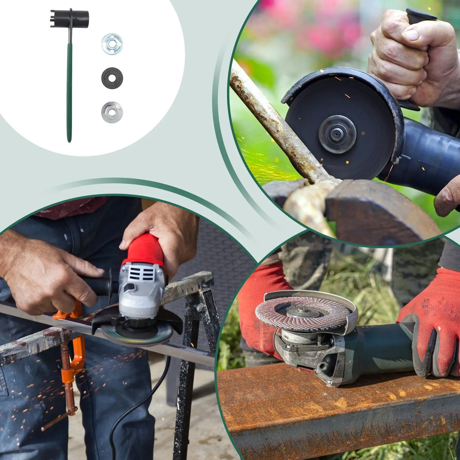 Wrench For Angle Grinder Secure 4-Claw Hex Socket Ends Anti-Slip Handle Backing Plate Removal Wrench For Workshop Jobsite Daily