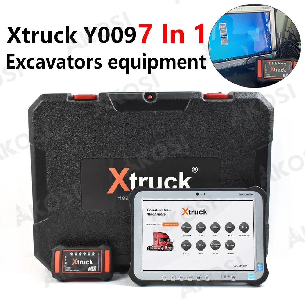 

Xtruck Y009 with FZ G1 tablet Excavator construction machinery diagnostic tools Multifunctional OBD2 scanner heavy duty trucks