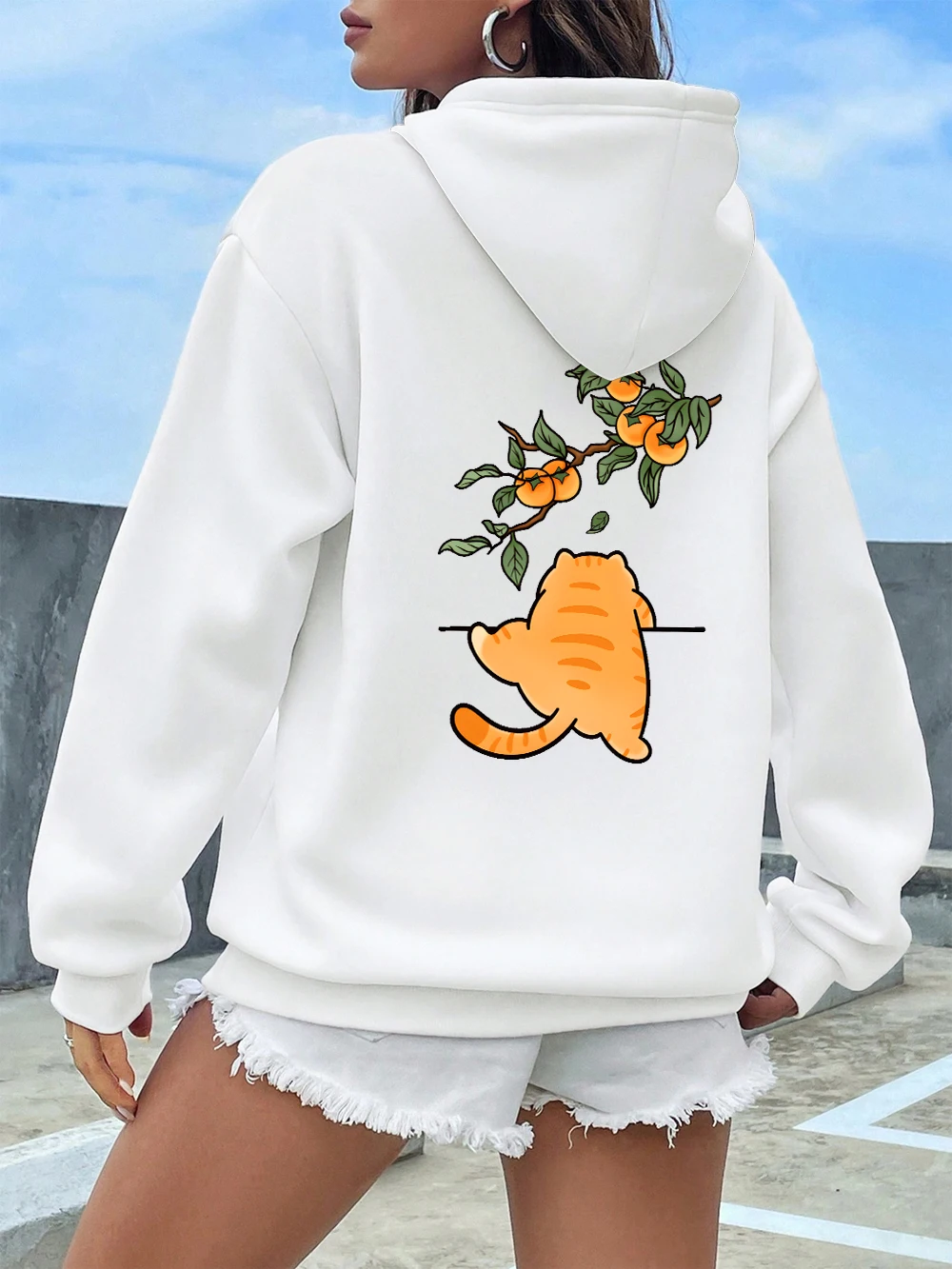 แมวอย่างลับปีนเขาพิมพ์Hoodiesผู้หญิงลําลองPulloversฤดูหนาวขนแกะเสื้อพื้นฐานSporty Womansเสื้อผ้า