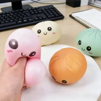 Simulation Dumpling Squishy Rebound Soft Squeeze Stress Ball With Bamboo Steamer Box Anti-Stress Toy Sensory For Creative Gift 4