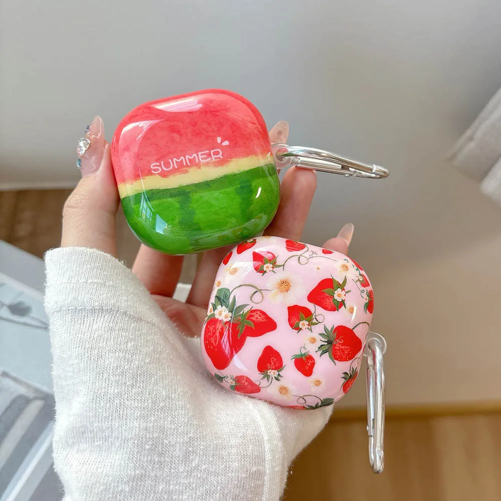 الفاكهة الكرز الشفاه الحال بالنسبة لسامسونج غالاكسي براعم 2 برو سماعة لاسلكية تعمل بالبلوتوث سماعة الحالات ل براعم FE لايف لينة غطاء مع هوك #4