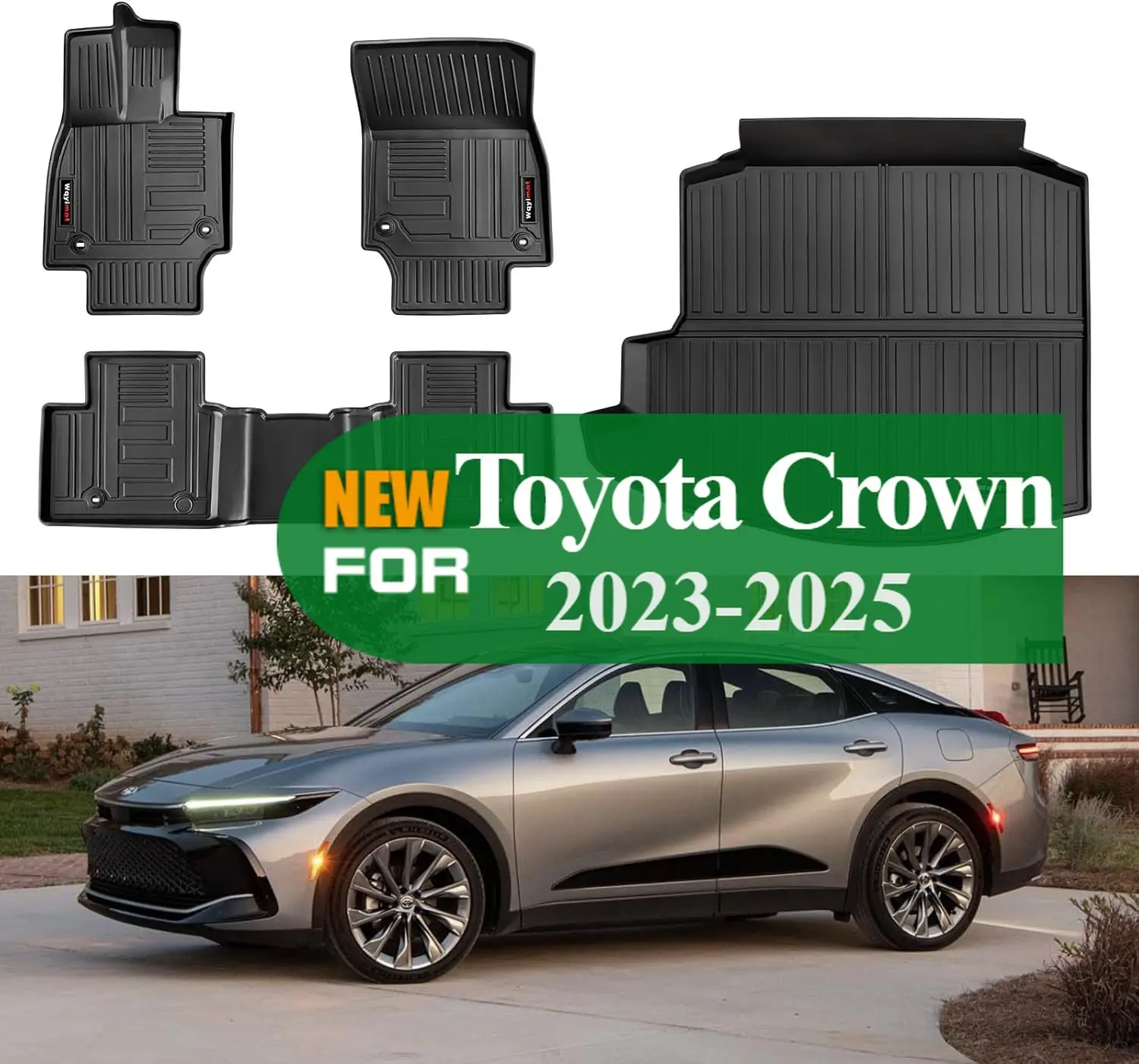 Alfombrillas y revestimientos de maletero para Toyota Crown 2023-2025, protectores de goma TPE para todo tipo de clima, color negro (no para Crown Signia)