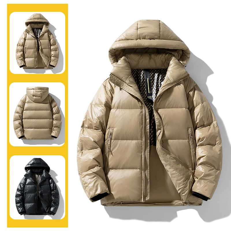 

2025 New Couple Classical Down Jacket Thicken Warm Outdoor Windproof Coldproof Hooded Coat Unisex Solid Color Winter Jackets